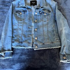 Nine West Blue Denim Jacket with Distressed Edges